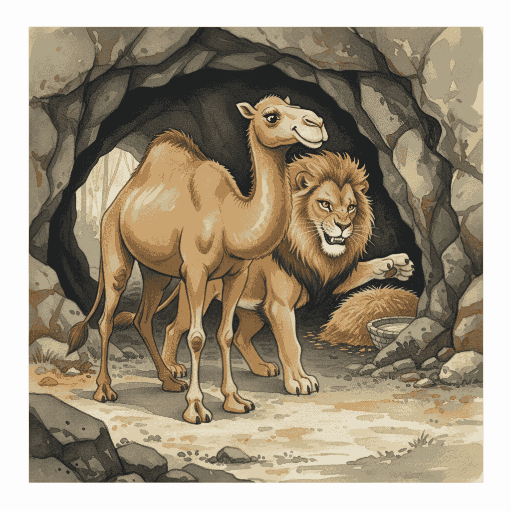 भोला ऊँट और चालाक शेर